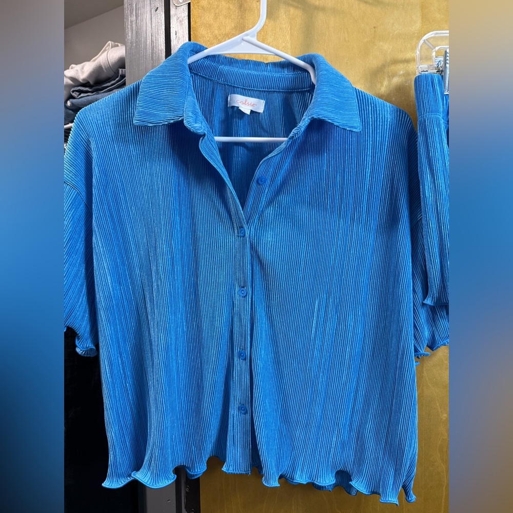 Colsie Ribbed Blue Two Piece Set - Picture 4 of 7